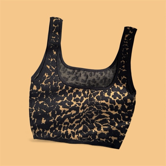 Aritzia Babaton Leopard Crop Top | XXS | Black & Beige | Stretchy | Trendy - Picture 2 of 5